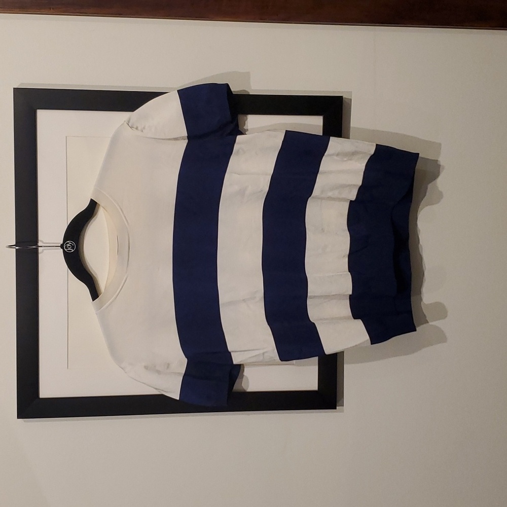 Ralph Lauren Purple Label Blue and White Striped Short Sleeve Tee